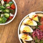 HOW TO CHOOSE A HEALTHY WORK LUNCH

Whether you’re back at work full time, living a hybrid life, or working completely from home, I encourage you to make healthy plant-based choices to fuel yourself on the job. If you bring food from home or have to go out, use the below lists to help you make the best choices (don’t let your colleagues, family, friends, or environment influence you—you do you!). 

The foods on the “Choose” list will give you energy, focus, an uplifted mood, and, will serve all your organs and systems well. The foods on the “Avoid” list, I promise, will do the opposite (of course you can have these a special treats but not on the reg). 

Choose:
Salads (best is dark leafy greens with a variety of other veggies, lean protein, and and unprocessed dressing)
Cooked fresh veggies (a variety)
Whole fruit (unpreserved)
Beans
Fish
Whole grains (including whole grain breads)
Fresh vegetarian non-cream-based soups
Herbs and spices
Organic, pasture-raised, grass fed eggs
Organic, pasture-raised, grass fed dairy, especially Greek yogurt, sheep and goat’s milk products, or low-fat cow’s milk and cheese (keep it to less than 4oz of milk and 2oz of cheese)
Plant-protein foods like tofu, tempeh and seitan

Avoid
Sandwiches
Processed meat
Processed meat-imitating foods
Condiments like mayo, bottled sauces, cheese spreads, bottled dressings
Refined flour foods, desserts, (i.e. white bread, white rice, white pasta, muffins, bagels, sweet breads, cookies, cakes)
Drinks with lots of added sugar (soda, juices, coffees and teas with syrups, whipped creams and all the other add-ins)
Added salt